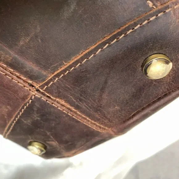 NEW MH 100% Genuine Leather Distressed Brown Large Tote Laptop Bag Purse - Picture 13 of 16